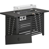 Outsunny Propane Gas Fire Pit Table, Outdoor Firepit with 43" Steel Tabletop and Lid, 50,000 BTU Pulse Ignition Fire Table w/ Stainless Steel Burner, Glass Wind Guard, and Cover