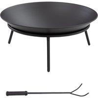 Outsunny Outdoor Fire Pit, Portable Round Firepit with Poker, for Garden, Camping, Bonfire, Picnic, Dia. 47 x 21 cm, Black