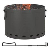 Outsunny Smokeless Fire Pit, 38cm Portable Wood Burning Firepit with Spark Screen and Poker for Garden Patio Picnic, Dark Grey