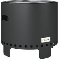 Outsunny Smokeless Steel Fire Pit, with Poker - Grey