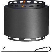 Outsunny Smokeless Fire Pit, 48.5cm Portable Wood Burning Firepit with Poker for Garden Camping Bonfire Party, Metal, Black