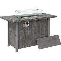 Outsunny 50,000 BTU Gas Fire Pit Table with Cover and Glass Screen - Dark Grey