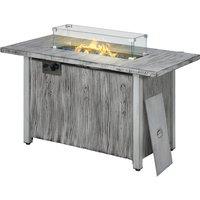 Outsunny 50,000 BTU Gas Fire Pit Table with Cover, Glass Screen and Glass Beads, Grey Aosom UK