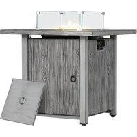 Outsunny 40,000 BTU Gas Fire Pit Table with Cover, Glass Screen and Glass Beads, Grey Aosom UK