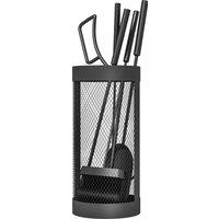 Outsunny 5-Piece Fireplace Tools Set with Mesh Basket, Indoor Outdoor Fireside Accessories for Fireplaces, Fire Pits, Black