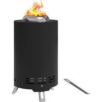 Outsunny Smokeless Fire Pit, 16 x 16 cm Stainless Steel Portable Wood Burning Firepit with Poker for Garden Camping Bonfire Party, Black