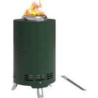 Outsunny Smokeless Fire Pit, 16 x 16 cm Stainless Steel Portable Wood Burning Firepit with Poker for Garden Camping Bonfire Party, Green