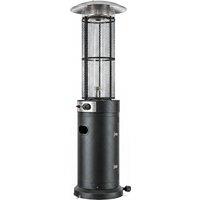 Outsunny 11 KW Freestanding Gas Patio Heater, Adjustable Outdoor Garden Propane Heater with Tip-Over Switch, Wheels, Pulse Ignition, Tank Room with Openable Door, Black