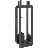 Outsunny 5 Pieces Fireplace Companion Set, Metal Fireplace Accessories Fireside Companion Set with Brush, Shovel, Poker, A Pair of Tongs, Stand, Black