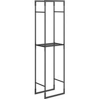 Outsunny Metal Firewood Log Holder, Heavy Duty Firewood Rack with Adjustable Shelf, Indoor Outdoor Fireplace Wood Storage Shelf, 45 x 31 x 170 cm, Black