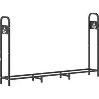 Outsunny 6.5 FT Steel Firewood Log Rack with 300 kg Capacity, Heavy Duty Indoor Outdoor Fireplace Wood Storage Shelf, Log Holder/Stand with Extra Support Legs, Decorative Bonfire Pattern, Black