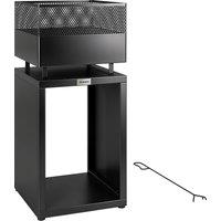 Outsunny Outdoor Fire Pit with Wood Storage Wood Burning Firepit with Mesh Sides 87 cm Black