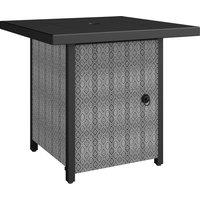 Outsunny Propane Gas Fire Pit Table for Garden, 11.7 KW Smokeless Firepit Outdoor Heater with Wind Guard, Glass Rocks, Lid, Black