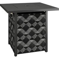 Outsunny Square Propane Gas Fire Pit Table,12 KW Firepit Outdoor Patio Heater with Glass Wind Guard, Lava Rocks, Gas Tank Holder