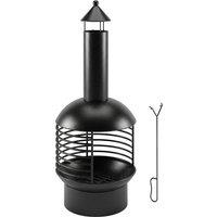 Outsunny Chimney Fire Pit, Portable Wood Burning Firepit with Poker, Charcoal Grid, Outdoor Fireplace for Garden Patio, Black