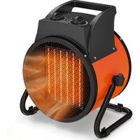 Outsunny Industrial Fan Heater 5000W with Tilting, Electric Ceramic Space Heater with Adjustable Thermostat, Handle