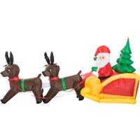 HOMCOM Inflatable Self-inflating Santa Sleigh Reindeer Christmas