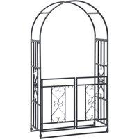 Outsunny Outdoor Garden Arch with Double Gates, Metal Garden Arbor for Climbing Plants, Roses, Vines, Wedding Arch for Outdoor, 114L x 50W x 206H cm, Dark Grey