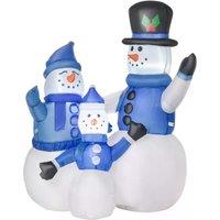 HOMCOM Christmas Inflatable Snowman Family Outdoor Home Seasonal Decoration w/ LED Light