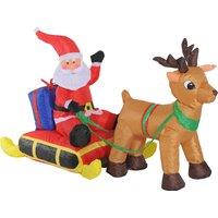 HOMCOM Inflatable Santa, Polyester, 122H cm-Multicolour Aosom UK