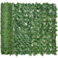 Outsunny Artificial Hedge Screen, Leaf Design Privacy Fence Panel for Garden, Outdoor, Indoor & Decor, 3M x 1M, Deep Green Aosom UK