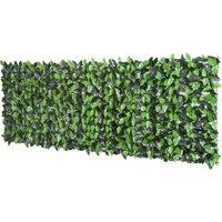 Outsunny Artificial Leaf Hedge Screen Privacy Fence Panel for Garden Outdoor Indoor Decor 3M x 1M Light Green and Dark Green Aosom UK