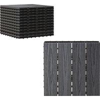 Outsunny WPC Interlocking Decking Tiles, Pack of 11 Interlocking Patio Paving Slabs, 30 x 30 x 2.2 cm, Grey