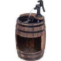 Outsunny Wood Barrel Patio Water Fountain Electric Pump Garden Decorative Ornament with Flower Planter Decor Aosom UK