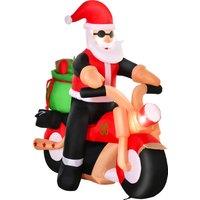 HOMCOM 5.5ft Christmas Inflatable Santa Claus Riding a Motorcycle Blow Up Decoration Xmas Dcor for Garden