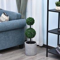 Outsunny Set of 2 Artificial Boxwood Ball Topiary Trees Potted Decorative Plant Outdoor and Indoor Dcor (67cm) Aosom UK