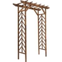 Outsunny Wooden Garden Arbor, Arch Trellis with Classic Countryside Style, Pergola Style Roof for Climbing Vines