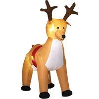 HOMCOM 1.8m Christmas Inflatable Reindeer with LED Lights Xmas Deer Decoration Blow Up Decor for Holiday Outdoor