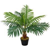 Outsunny 60cm Fake Palm Tree, Indoor/Outdoor Decorative Plant with 8 Leaves and Nursery Pot Aosom UK