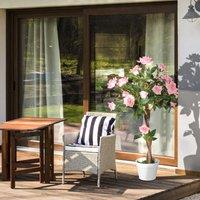 Outsunny Artificial Rose Tree: 90cm Fake Plant with 21 Flowers, Pink & Green Indoor/Outdoor Home Office Decor Aosom UK