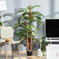 Outsunny 5FT Artificial Fern Tree with 36 Leaves, Decorative Fake Plant for Indoor Outdoor Dcor, Nursery Pot Aosom UK