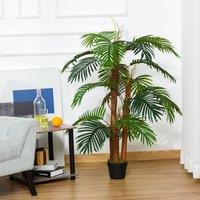 Outsunny 120cm/4FT Artificial Palm Tree Decorative Plant w/ 19 Leaves Nursery Pot Fake Plastic Indoor Outdoor Greenery Home Office Dcor Aosom UK