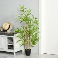 Outsunny Artificial Bamboo Trees, Set of 2, Decorative Plant with Nursery Pot, for Indoor Outdoor Use, 120cm Aosom UK
