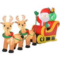 HOMCOM 1.1m Christmas Inflatable Santa Claus on Sleigh, LED Lighted for Home Indoor Outdoor Garden Lawn Decoration Party Prop Aosom UK
