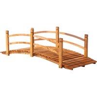 Outsunny 6FT Wooden Garden Bridge with Safety Railings, Classic Arc Footbridge for Stream Pond Walkway, Orange