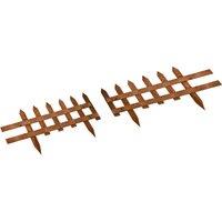 Outsunny 60L x 1D x 34H cm Pack of 12 Wooden Border Fences, Garden Fixed Picket Fence for Lawn Edging, Flowerbed, Brown Aosom UK