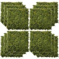 Outsunny Artificial Wood Paneling, 12PCS 20" x 20" Grass Privacy Fence Screen, Faux Hedge Greenery Backdrop, Encrypted Milan Grass Aosom UK