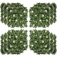 Outsunny 12PCS Artificial Boxwood Wall Panels 20 x 20 Rhododendron Privacy Fence Screen Faux Hedge Greenery Backdrop for Garden Aosom UK