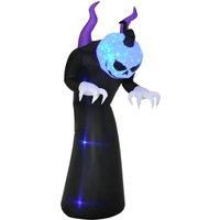 Outsunny 7ft Inflatable Halloween Ghost with Horns, Blow-Up Outdoor LED Display with Flame Effect for Garden, Lawn, Party, Holiday