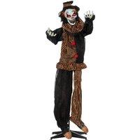 Outsunny 67 Inch Life Size Outdoor Halloween Decorations Talking Circus Clown, Animated Prop Animatronic Decor with Light Up Eyes, Laughter