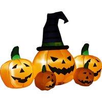 Outsunny 6ft Inflatable Halloween Large Pumpkin in Hat with Four Small Pumpkins, Blow-Up Outdoor LED Display for Lawn, Garden, Party Aosom UK
