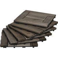 Outsunny 27 Pcs Wooden Interlocking Decking Tiles, 30 x 30 cm Outdoor Flooring Tiles, 2.5m2 per Pack, for Patio, Balcony Terrace Hot Tub Aosom UK