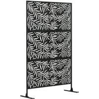Outsunny Outdoor Privacy Screen w/ Stand & Ground Stakes, 6.5FT Metal Outdoor Divider, Decorative Privacy Panel for Garden Branch Style Aosom UK