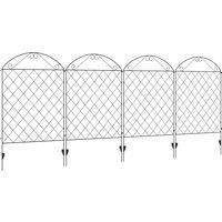 Outsunny Decorative Fence, 43in x 11.5ft Outdoor Picket Panels, 4PCs Rustproof Metal Wire Landscape Flower Bed Border Edging, Black Aosom UK