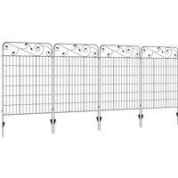 Outsunny 4PCs 43in x 11.5ft Decorative Fence Panels, Outdoor Garden Fencing, Rustproof Metal Wire Landscape Edging Animal Barrier, Black Aosom UK