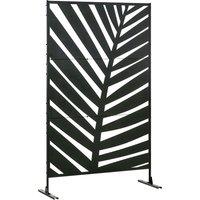 Outsunny Privacy Screen with Stand and Ground Stakes, 6.5FT Metal Outdoor Divider, Decorative Privacy Panel for Garden Patio Pool Hot Tub Aosom UK